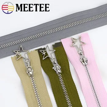  Meetee 2 buc 3# Fermoar Metalic 20/25cm Aproape-end 40/50/60/70cm Capăt Deschis de Blocare Automată Argint Zip DIY Saci de Îmbrăcăminte, Accesorii de Cusut