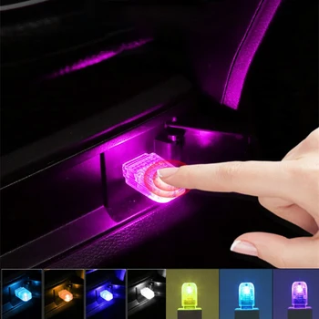  Mini USB cu LED-uri Auto Atmosferă de Lumină 5V Touch Comutator Lampă Decorativă Universală Touth Comutator Decorativă cu LED-uri Lumina