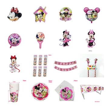  Minnie Mouse-la Petrecerea de Ziua Consumabile Si Decoratiuni Minnie Mouse Consumabile Partid Servește 8 persoane cu Banner Masă Plăci de Acoperire
