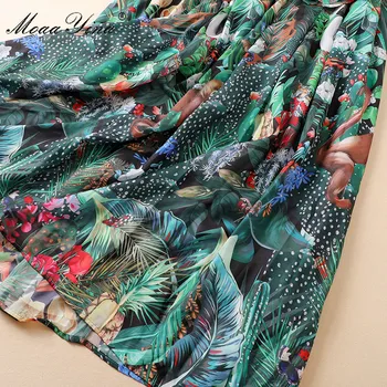  MoaaYina Designer de Moda rochie de Primavara-Toamna pentru Femei Rochie cu maneci Lungi Tropicale Floral-Print Maxi Rochii