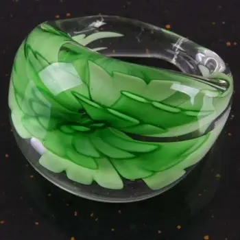  Moda De Vara Sticlă Transparentă Verde Flori Liuli Deget Inel Pentru Femei Bijuterii Fete Cadou