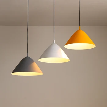  Modern Nordic Macaron Aluminiu Culoare Abajur Formă de Con Agățat Lampa pentru Bec LED Lumina Pandantiv Pentru Acasă Cafe Bar, Restaurant