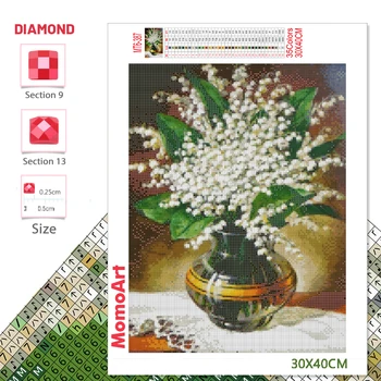  MomoArt Diamant Pictura Crin De Vale Diamant Mozaic Imagine Cu O Floare Din Pietre Pătrat Complet Șirag De Mărgele Broderie Decor Acasă