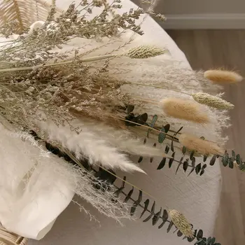  Naturale Iarbă de Pampas Pufos Acoperit de Stuf Buchet de Flori Boho Camera de zi de Decorare Coada de iepure, Iarbă Uscate, Flori pentru Nunta