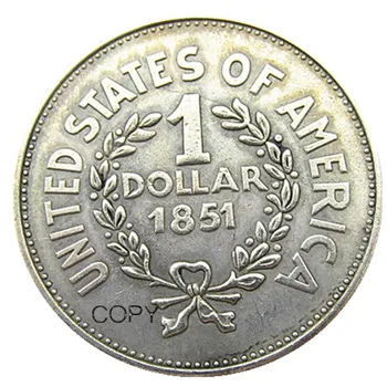  NE 1851 Indian Dolar Comemorative de Argint Placat cu Copia Monede