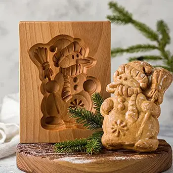  Noi de Craciun din Lemn Cookie Biscuit Mucegai Sculptate Mucegai 3D de Copt Amuzant Relief Ambarcațiuni Instrument Potrivit pentru ziua Recunostintei Bucătărie DIY