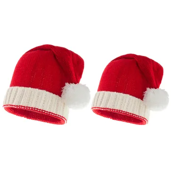  Noi Tricotate Pălărie De Crăciun Moale Caciula De Mos Craciun Drăguț Pompom Copil Adult Petrecere De Anul Nou Pentru Copii Cadouri Decor