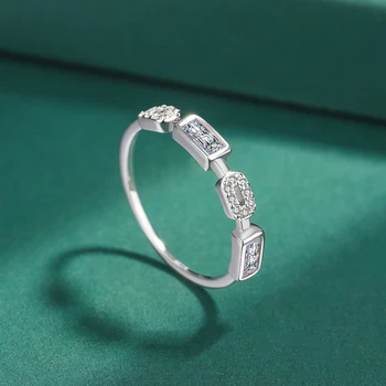  NOUA Moda Decupaj Bagheta Full Diamond Cristal Cuplu Inel Pentru Femei Simple Original Sterling Argint Bijuterii Cadou de Ziua Îndrăgostiților