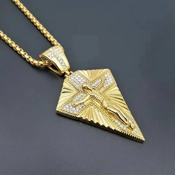  Noul Creștin Model de Cruce Colier Pandantiv Barbati Colier de Cristal de Boemia Încrustat Pandantiv Pandantiv de Diamant Accesorii Bijuterii