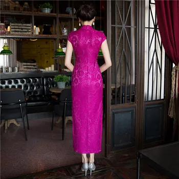  Noutatea Roșu de Moda Femei Lungă Cheongsam de Vânzare de Top Chinezi de sex Feminin Dantela Qipao Rochie Vestidos Marimea S M L XL XXL XXXL 415988