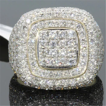  Nu se Estompeze pentru Totdeauna Aur de 18K Inele cu Diamante pentru Bărbați Hip-hop Peridot Piatră prețioasă Anillos De Bizuteria Nunta Bague Bijuterii cu Diamante Inel Cutie