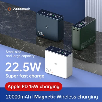  PD20W 20000mAh Magnetic Wireless Power Bank Display Digital Powerbank Pentru Iphone 12 13 Mac Book Extern Portabil Bateria