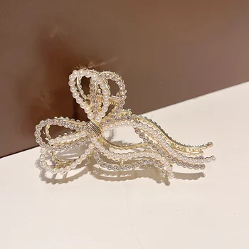  Pearl stras clip de păr bijuterii de sex feminin metalice supradimensionate apuca clip temperament shark clip capul pe spate clip Accesorii de Lux 2022