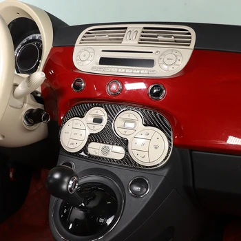  Pentru Fiat 500 2011-2019 real Fibra de Carbon Mașina Aer Condiționat Comutator Panou acoperire Cadru Trim Autocolant Accesorii Auto（Moale Carbon）