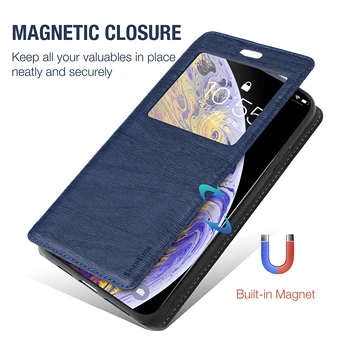  Pentru Samsung Galaxy A8 2018 A530F Caz Pentru Samsung Galaxy A8 2018 Fereastra de Vizualizare a Acoperi Magnet Invizibil și Slot pentru Card și să Stea