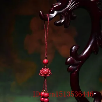  Personalizate Cinabru Lotus Margele Lanț Cheie Organice Bijuterii Sculptate De Moda Chineză Farmec Natural Amuleta Sac Catarama Pandantiv Rosu