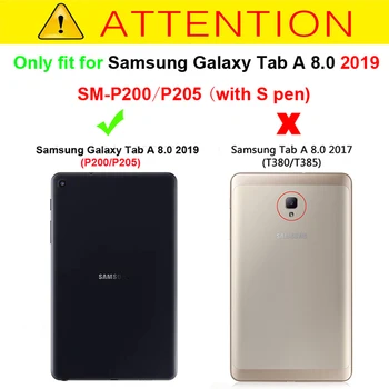  Pictat Caz Pentru Samsung Galaxy Tab a 8.0 2019 P200 P205 SM-P200 SM-P205 cu S Pen Cazuri Silicon Moale TPU Înapoi husa pentru Tableta