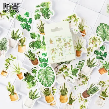  Plantele verzi de Hârtie Jurnal Mic Mini Drăguț Japoneză cutie Autocolante set Scrapbooking Drăguț Fulgi Jurnalul de Papetărie