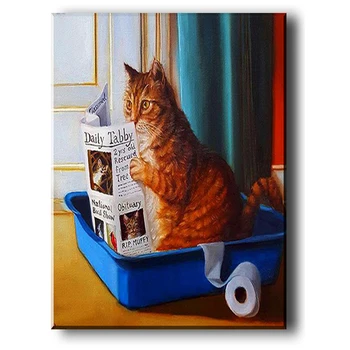  Plin Patrat/Rotund burghiu de diamant Pictura Pisica la toaletă 5D DIY diamant broderie mozaic pictura Decor drăguț pentru animale de companie