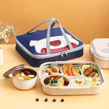  Portabil din Oțel Inoxidabil, Caseta de Prânz cu Lunchbox Sac de Containere de Depozitare a Alimentelor Salata Gustare Cutie Izolate Stil Japonez Bento Box