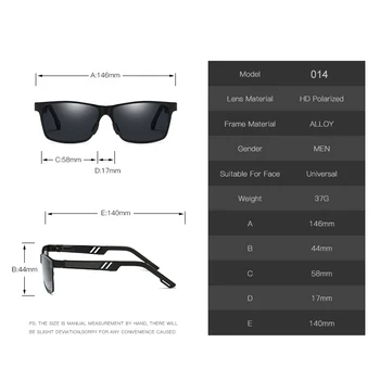  Pătrat de Metal ochelari de Soare pentru Om Polarizate Rece UV400 Drivng Nuante de Lux, Cadru din Aliaj de Calitate Ochelari de Soare, Cu acces Gratuit la Cutie