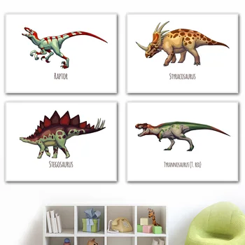  Raptor T-Rex Dinozaur Stegosaurus Printuri De Arta Canvas Tablou Decor De Perete Imagini Pentru Postere Copilul Decor Camera Pentru Copii