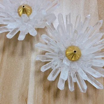  Reiki-Flori-Fhaped Tămâie Suport Ornament Naturale Alb Cristal Punct Clar De Cuarț De Vindecare Piatră Prețioasă Pendul Coloana Decor Acasă