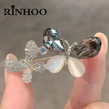  Rinhoo Stras, Opal Două Brosa Fluture Pentru Femei Drăguț Animale Insecte Pin Rever Elegant Zircon Fluture Email Insigna De Bijuterii