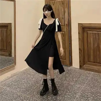  Rochii Femei M-4XL Dantela-up Asimetric Streetwear Nou Designer de Scindare Sexy Dulce Trendy Cool Midi cu Talie Înaltă Vestidos Ins Mujer