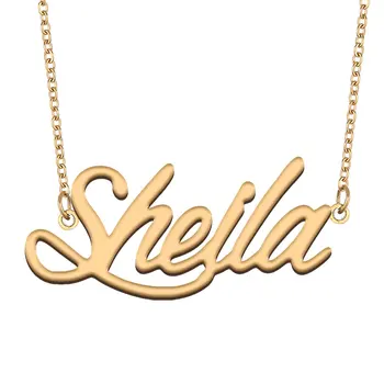  Sheila Numele Colier pentru Femei Bijuterii din Otel Inoxidabil Placat cu Aur Plăcuța Pandantiv Femme Mama Prietena Cadou
