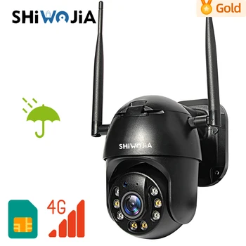  SHIWOJIA Camera IP Wifi /4G SIM 1080P în aer liber Urmărire Auto Negru 4X Zoom Culoare Viziune de Noapte de Securitate, Supraveghere Video CCTV