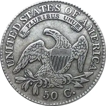  Statele unite ale americii 50 de Cenți ½ Dolar Libertate Vultur Capped Bust Half Dollar 1820 de cupru si nichel Placat cu Argint Copia Fisei