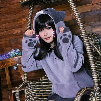 Szblaze Japonia Stil Drăguț Pisica Maneca lunga Tricou mai Gros Versiune Hanorace Pulover de CosPlay de Îmbrăcăminte