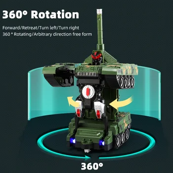  Tanc de Lupta RC Deformare Masina cu Un singur Buton Inerțiale Rezervor de Jucărie Masina Transformers Robot Copil Copil Cadou Jucării Control de la Distanță Pentru Baieti