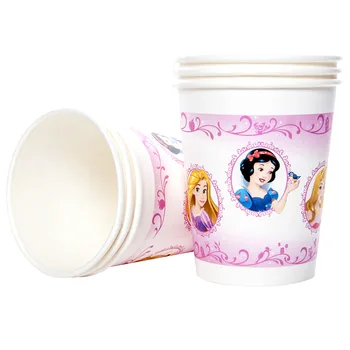  Tangled Rapunzel, Belle Disney Princess Snow Queen Tema De Hârtie De Unică Folosință Cupa Placa Printesa Balon Pentru Fete Petrecere De Ziua