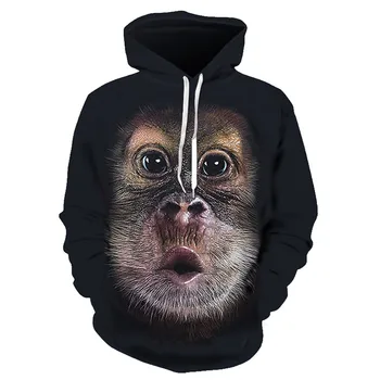  Toamna anului Nou Animal Gorilă / Maimuță Hoodie Bărbați Și Femei Tricou 3D Ulei de Urangutan de Imprimare cu Gluga Hip Hop Street Topuri