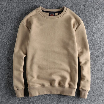  Toamna Iarna American Retro Grea de Catifea de Culoare Solidă Sweatershirt Moda pentru Bărbați din Bumbac Spălate de Tineret Pulover Hoodies