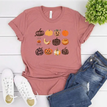 Toamna Recolta de Dovleci în Jack O Lantern Unisex T-Shirt pentru Femei Toamna Cadou de Halloween Tricou Harajuku Grafic T Shirt Drăguț Teuri Topuri