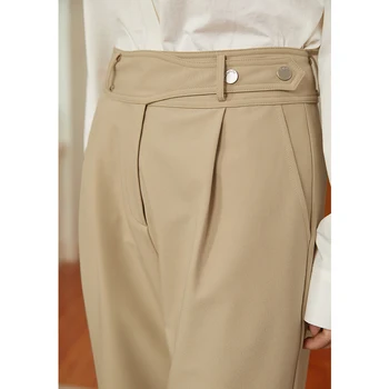  Toyouth Femei Pantaloni De Primavara Toamna Reglabil Mijlocul Talie Picior Drept Pantaloni Solid Caise Business Casual Pantaloni Stil