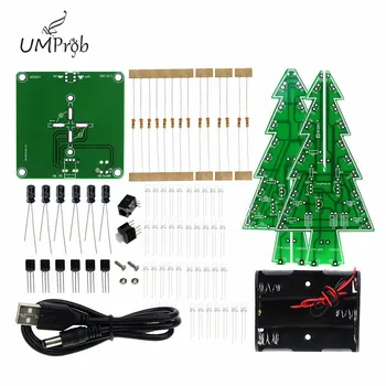  Trei-Dimensional Pomul de Crăciun 3D LED DIY Kit Roșu/Verde/Galben RGB LED Flash Circuit Kit Electronic de Distracție Suite