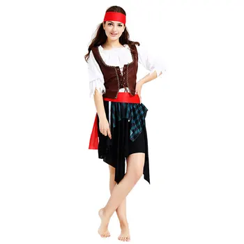  Umorden de Halloween Petrecere de Carnaval Căpitanul Pirat Costume pentru Adulti Rochie Fancy Cosplay pentru Femei Barbati Cupluri