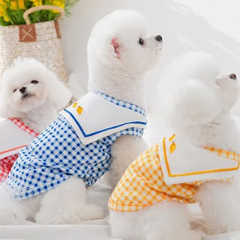  Vara Pui T-shirt Câine de Companie Haine Vesta Pisica Tricouri Îmbrăcăminte pentru Câini de Desene animate Subțire Mic Chihuahua Print Blue Boy Cadou Mascotas