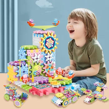  Varietate electric blocuri de viteze de rotație jucărie asamblarea puzzle mare de particule jigsaw set băiat de 3-6 ani asamblate