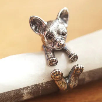  Vintage Reglabil Chihuahua Wrap Ring Retro Bărbați Inele de Înaltă Calitate de Brand Câine de Designer Bijuterii gratis nava