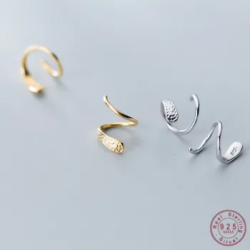  VREA Veritabil 925 Bijuterii din Argint de Personalitate Minimalist Spirală de Șarpe Ureche Oase Catarama Ureche Stud Cercei pentru Femei