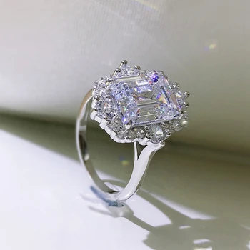  Wong Ploaie Argint 925 Smarald Tăiat Mari De Carbon, Diamante, Piatră Prețioasă De Logodna Inel De Nunta En-Gros Bijuterii Fine