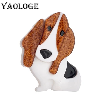  YAOLOGE Acrilice Mare Ureche Câine Animal de Broșe Pentru Unisex Copii Nou Design de Desene animate de animale de Companie Insigne Pins Accesorii Bijuterii Cadou