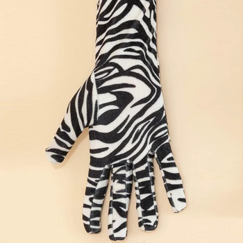  Zebra Print Mănuși Lungi Pentru Femei Pline Degete Manusi Doamna Petrecere De Seara Spectacol De Operă Clubwear Zebra Mănuși De Toamna Iarna